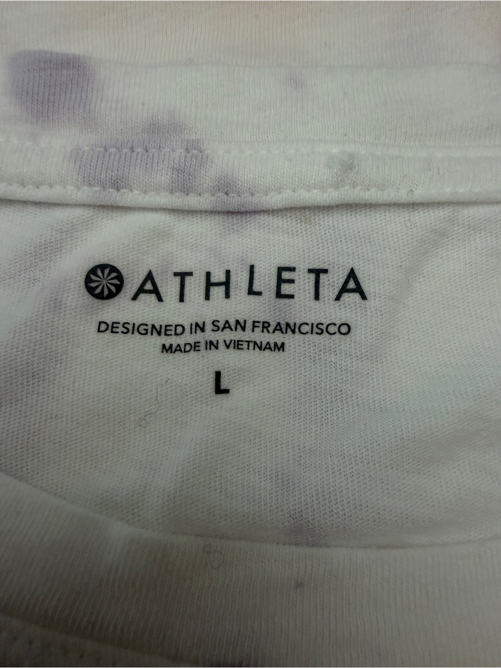 Athleta Organic Daily Printed Tee Large Kai Ballerina Pink Tie Dye Shirt - Picture 5 of 6